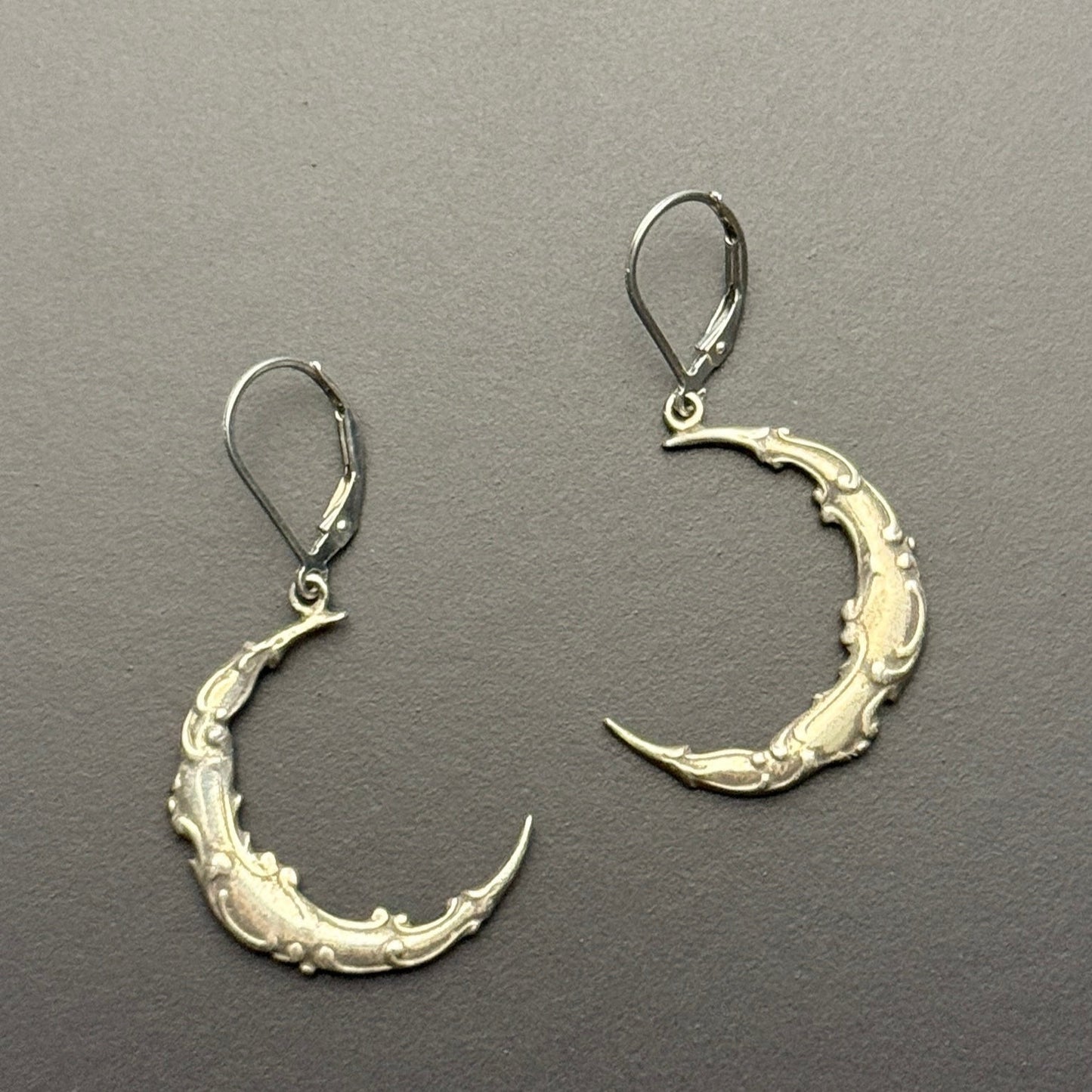 Art Nouveau Swirled Crescent Earrings
