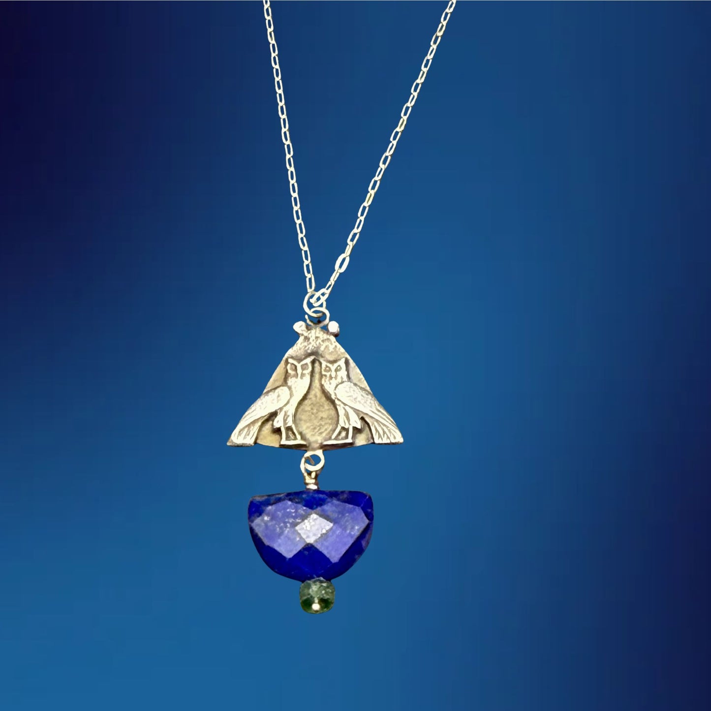 Egyptian Revival Owls and Lapis Necklace