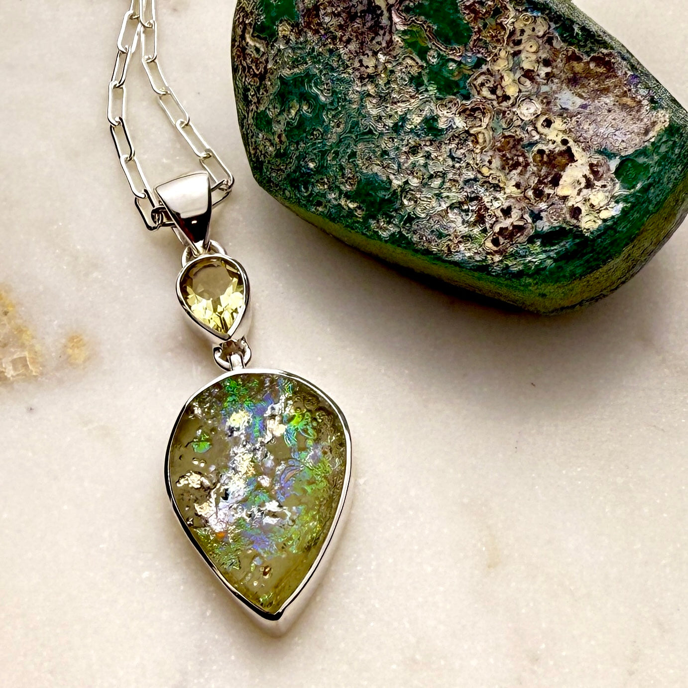 One-of-a-Kind Ancient Roman Glass Necklace in Sterling Silver