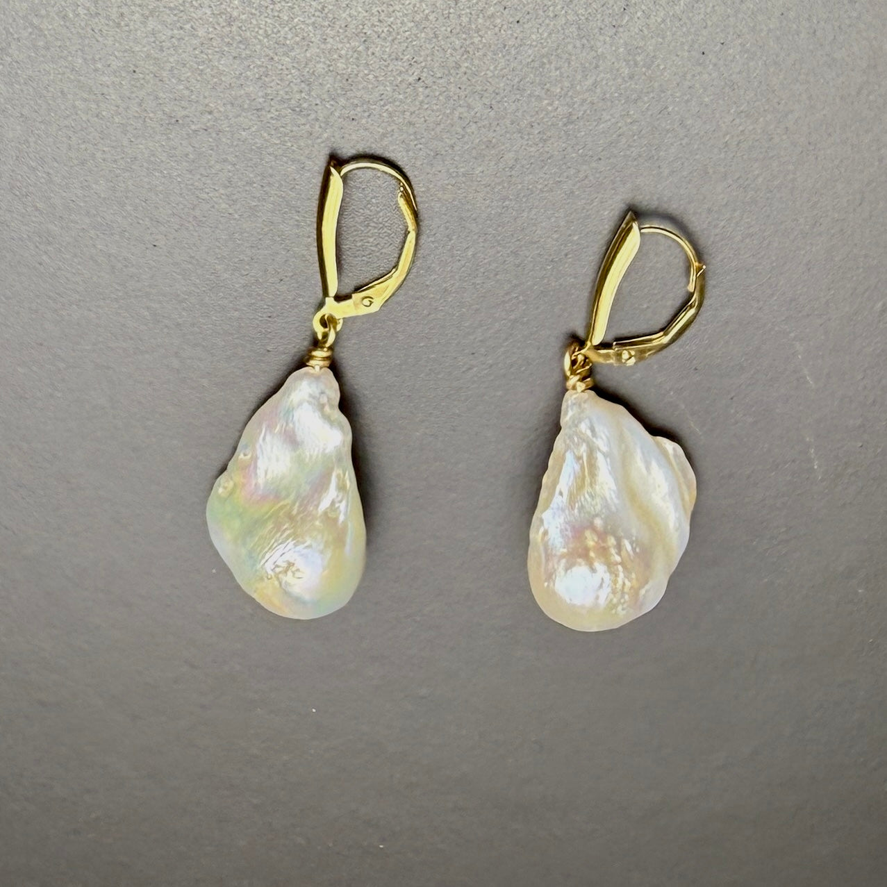 Stunning Baroque Freshwater Pearls on leverback earrings