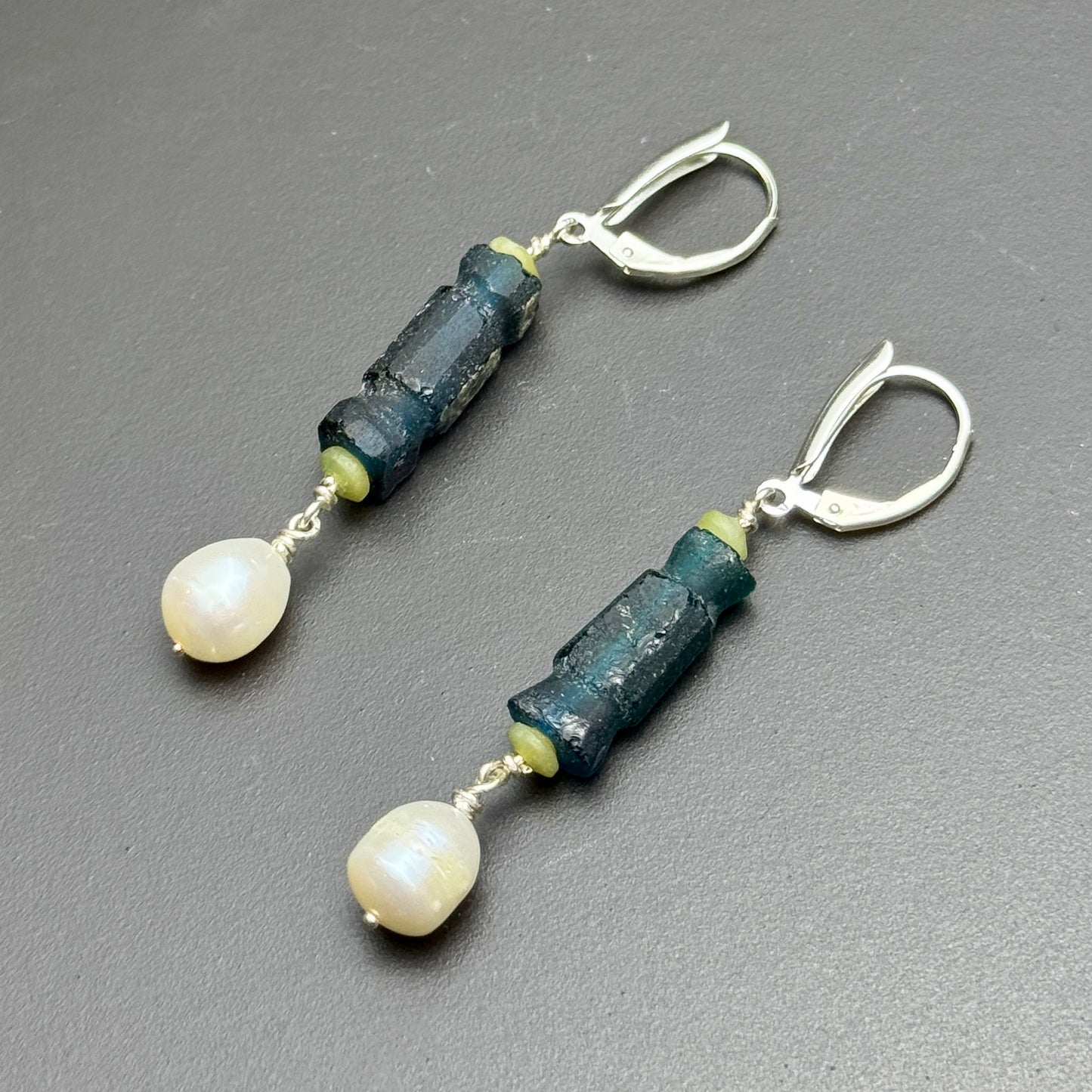 One-of-a-Kind Ancient Roman Glass Bead Earrings