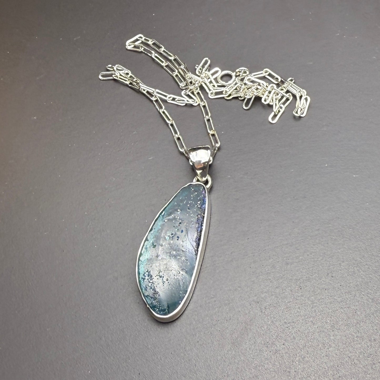 One-of-a-Kind Ancient Roman Glass Necklace in Sterling Silver