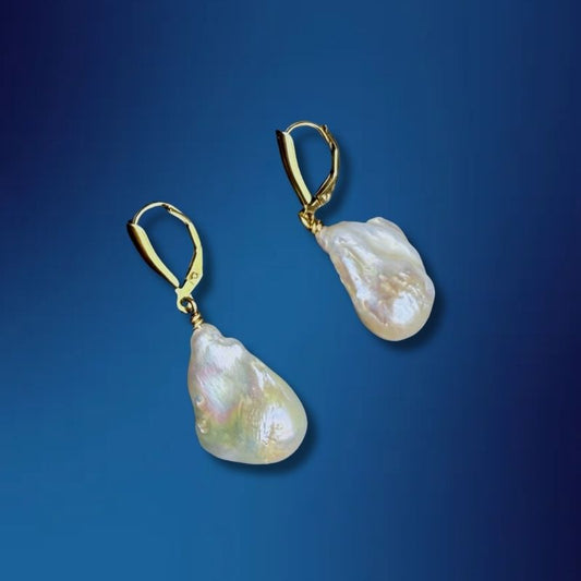 Stunning Baroque Freshwater Pearls on leverback earrings