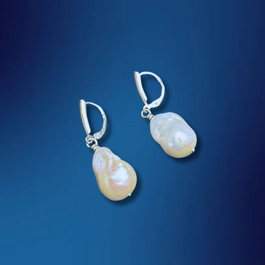 Stunning Baroque Freshwater Pearls on leverback earrings