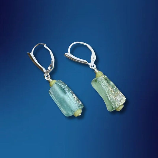One-of-a-Kind Ancient Roman Glass Bead Earrings