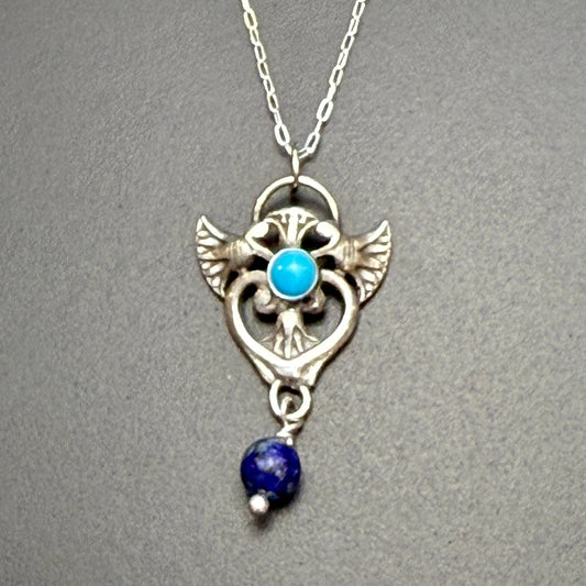 Lotus w/Turquoise & Lapis Necklace