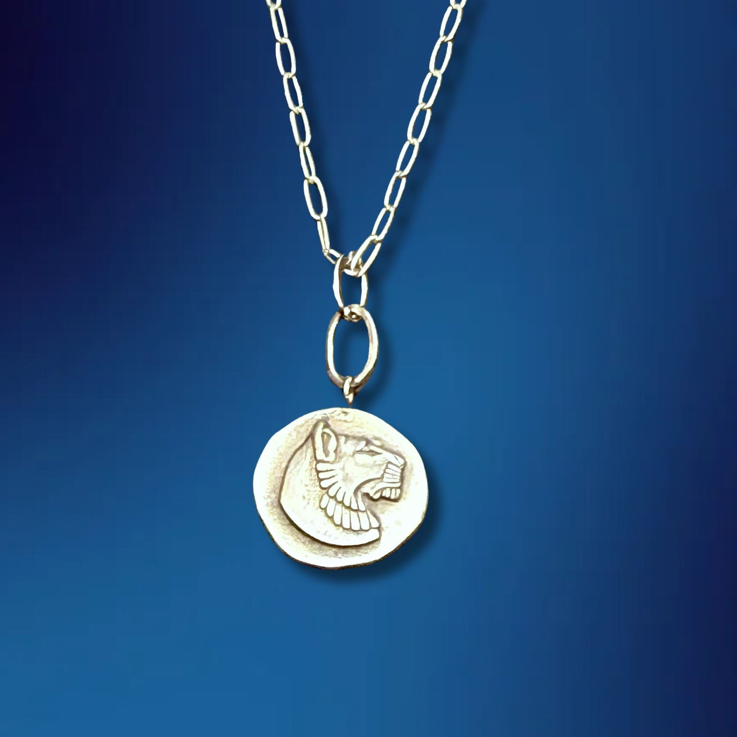 Egyptian Revival Majestic Lioness Bust Necklace