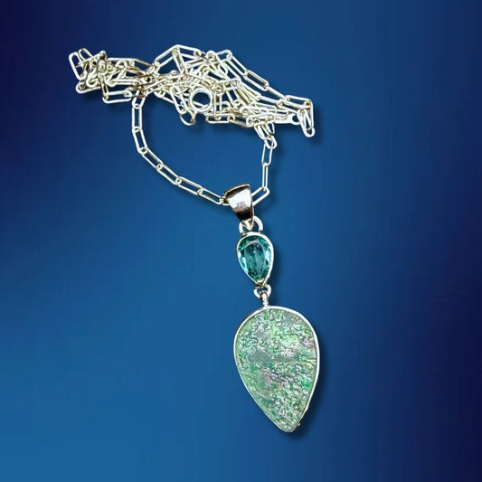 One-of-a-Kind Ancient Roman Glass Necklace in Sterling Silver