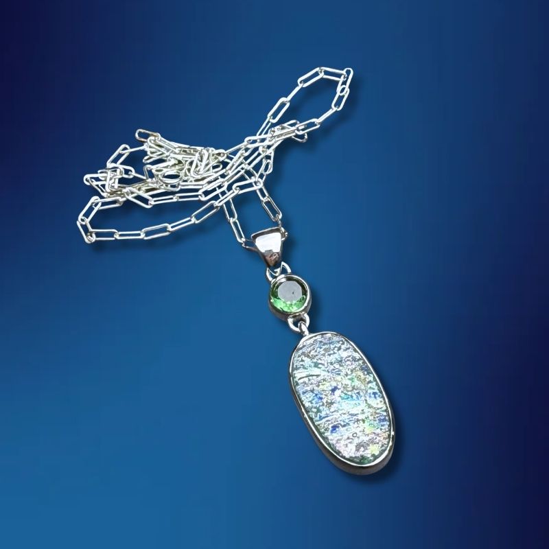 One-of-a-Kind Ancient Roman Glass Necklace in Sterling Silver