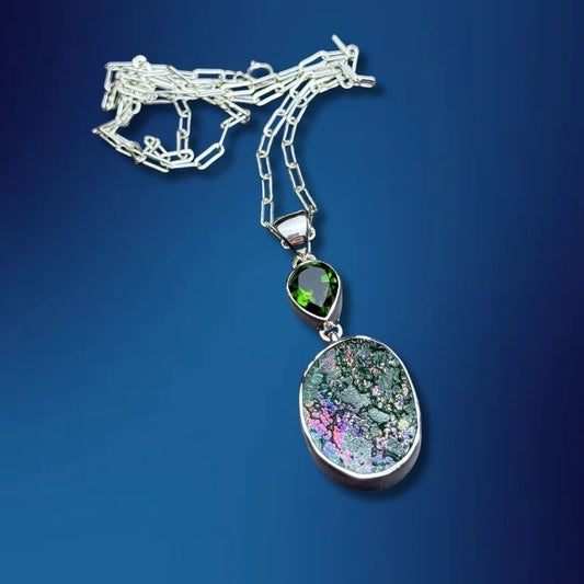 One-of-a-Kind Ancient Roman Glass Necklace in Sterling Silver