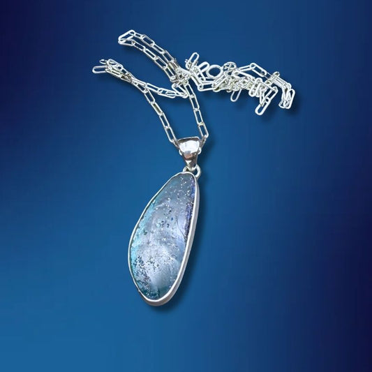 One-of-a-Kind Ancient Roman Glass Necklace in Sterling Silver