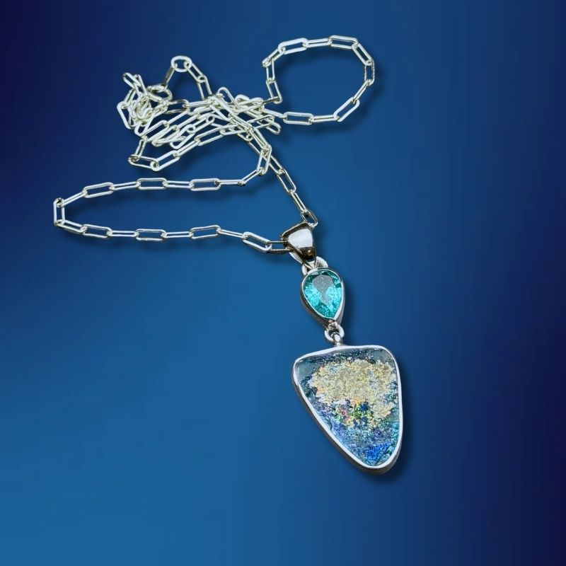 One-of-a-Kind Ancient Roman Glass Necklace in Sterling Silver