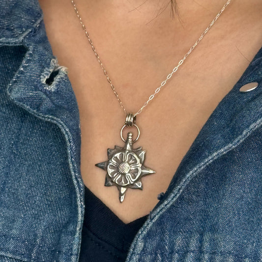 Rose Shield w/ Sword Necklace