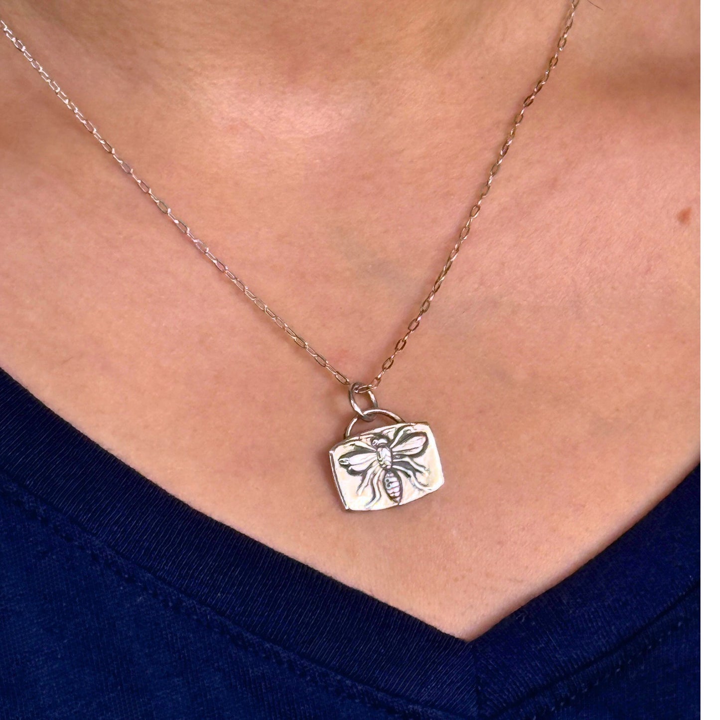 Rectangular Bee Necklace