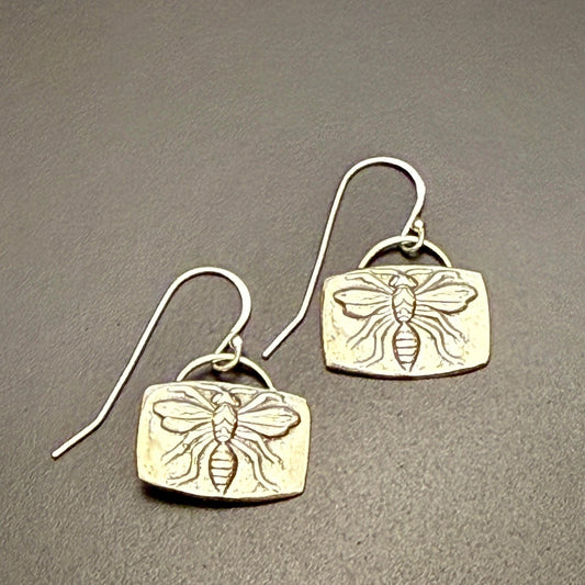 Rectangular Bee Earrings