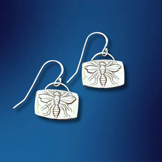 Rectangular Bee Earrings