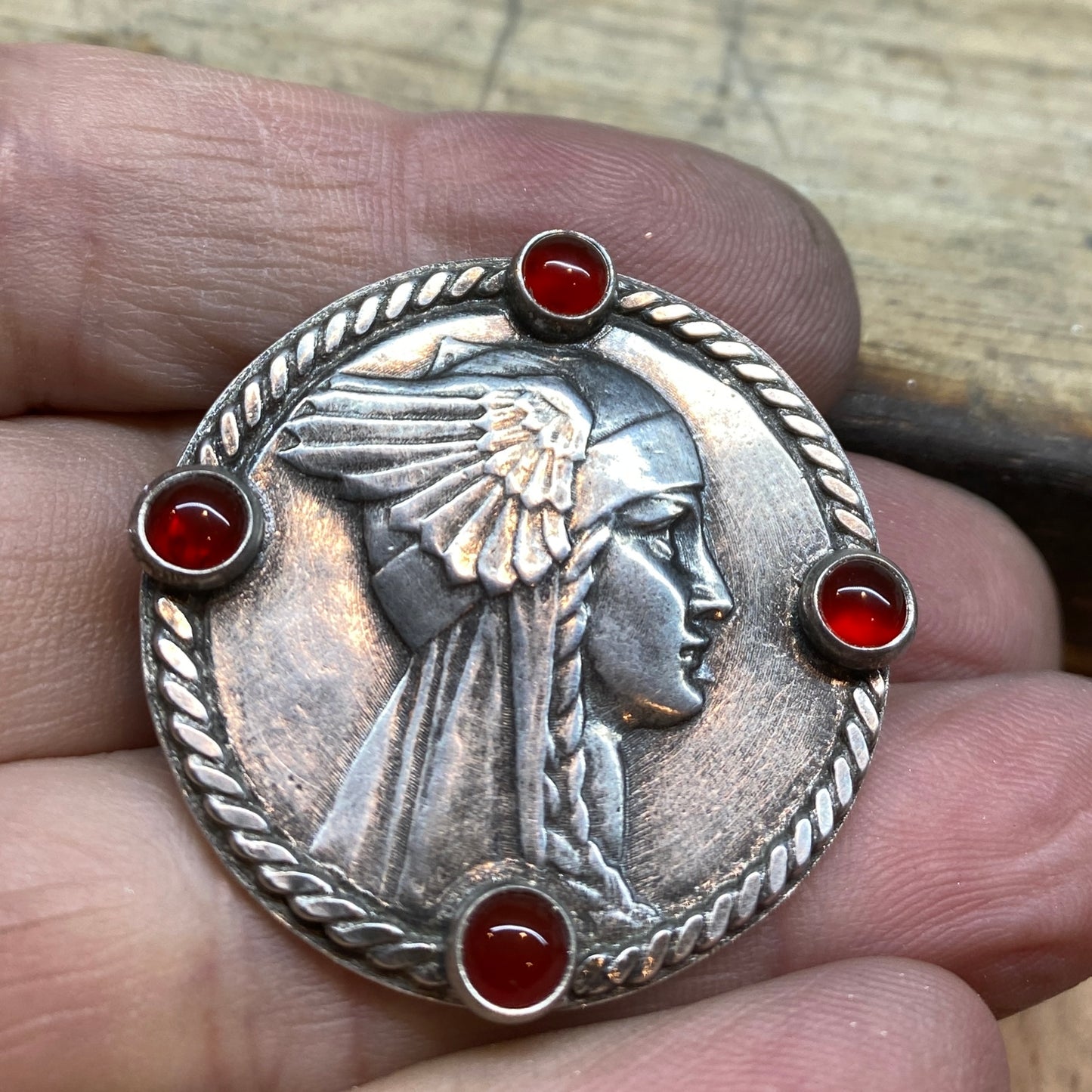 Valkyrie Medallion with Carnelian Accents Necklace