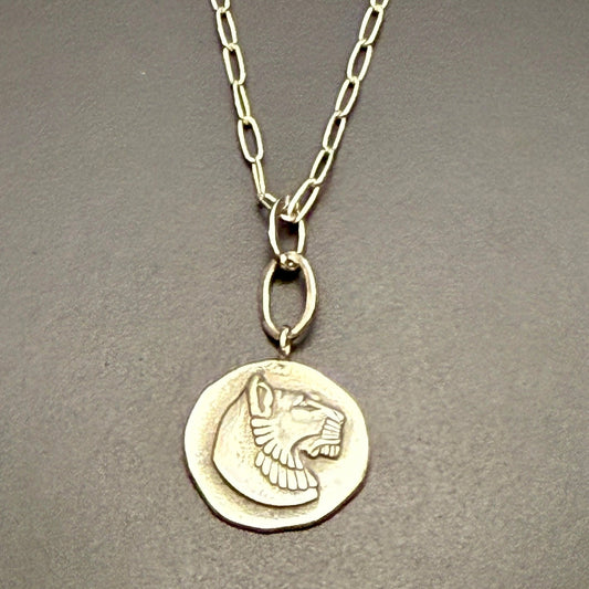 Egyptian Revival Majestic Lioness Bust Necklace