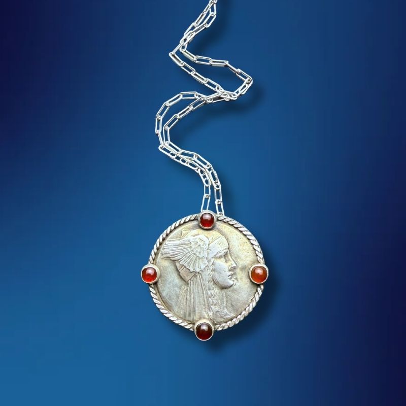 Valkyrie Medallion with Carnelian Accents Necklace