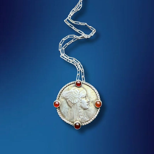 Valkyrie Medallion with Carnelian Accents Necklace